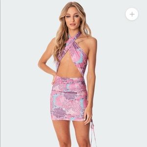 Paisley halter mini dress